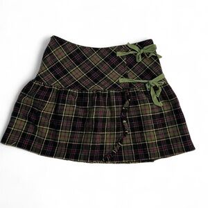 Green and Purple Plaid Mini Skirt